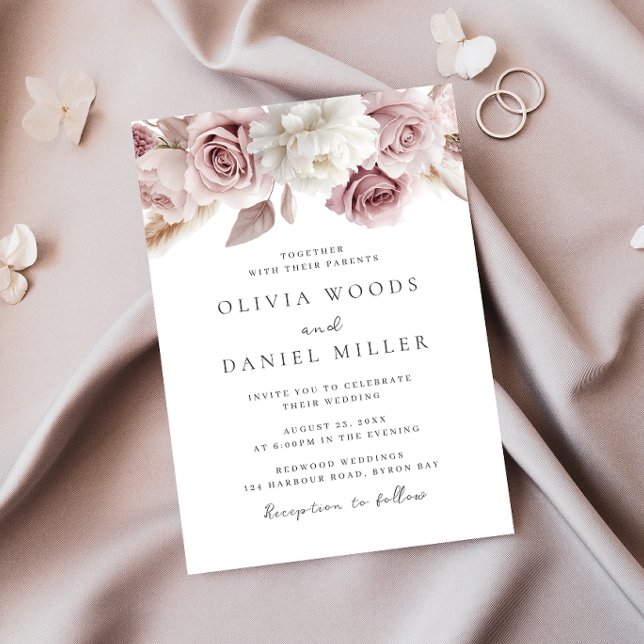 Blush Elegance: Gorgeous Floral Wedding Invitation (Creator Uploaded)