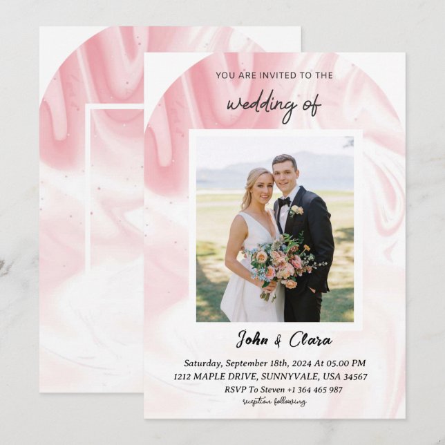 Blush Elegance Wedding Invitation (Front/Back)