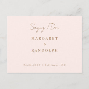 Blush Elegance Wedding Save the Date Announcement Postcard