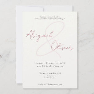 Blush Elegant & Minimal Modern & Simple Wedding Invitation