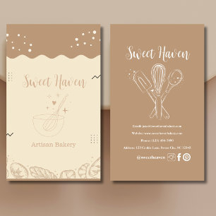 Blush Elegant Minimalist Cooking Utensil Bakery Business Card