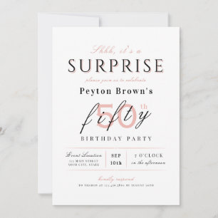 Blush elegant modern classy surprise 50th birthday invitation