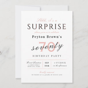 Blush elegant modern classy surprise 70th birthday invitation