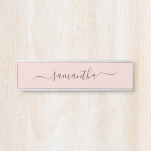 Blush Elegant Swash Signature Name Door Sign