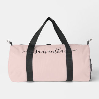 Blush Elegant Swash Signature Name Duffle Bag