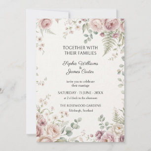 Blush English Garden Rose Wedding Invitation
