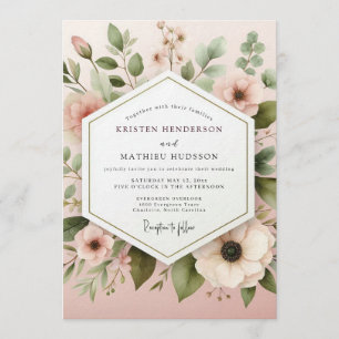 Blush Ethereal Anemone Wedding Invitation
