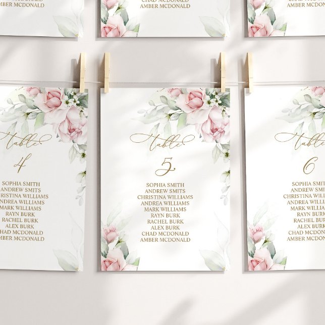 Blush & Eucalyptus Table Number 5 Seating Chart (Creator Uploaded)