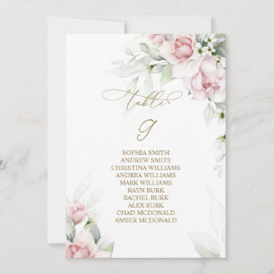 Blush & Eucalyptus Table Number 9 Seating Chart