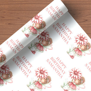 Blush Fairy Girl Whimsical Floral Birthday Wrappin Wrapping Paper