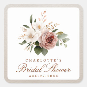 Blush Fall Floral Bridal Shower Favor Sticker