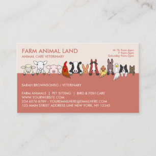 Blush Farm Animal Appointment Visit Veterinarian Business Card