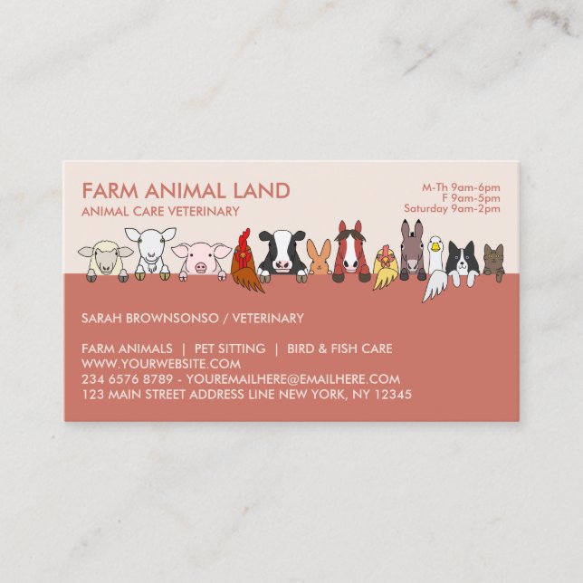 Blush Farm Animal Appointment Visit Veterinarian Business Card (Front)