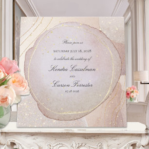 Blush Fawn & Rose Opal Elegant Gold Wedding Invitation