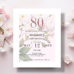 Blush Floral | 80th Budget Birthday Invitation<br><div class="desc">Looking for an elegant and affordable way to invite your loved ones to your upcoming birthday celebration? Look no further than this customisable blush pink floral birthday invitation! Printed on paper, this invitation features a delicate blush pink flower design that is both stylish and understated. Perfect for any age and...</div>