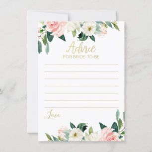 Blush Floral Advice to Bride-To-Be Card