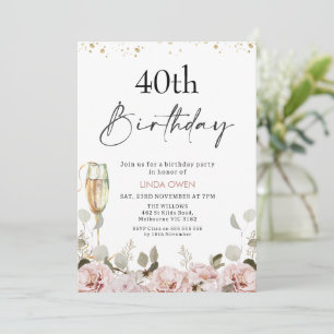 Blush Floral Any Age Birthday Invitation