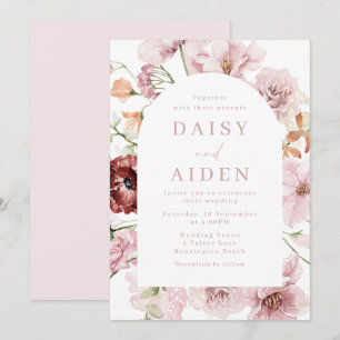 Blush Floral Arch Elegant Wedding Invitation