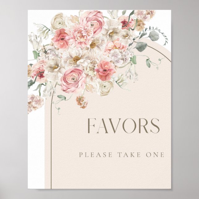 Blush Floral Arch Favours Sign (Front)