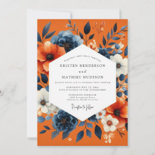 Blush Floral Autumn Romance Wedding Invitation