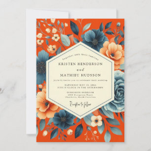 Blush Floral Autumn Romance Wedding Invitation