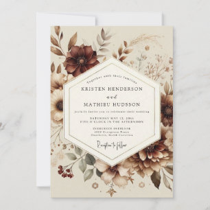 Blush Floral Autumn Romance Wedding Invitation