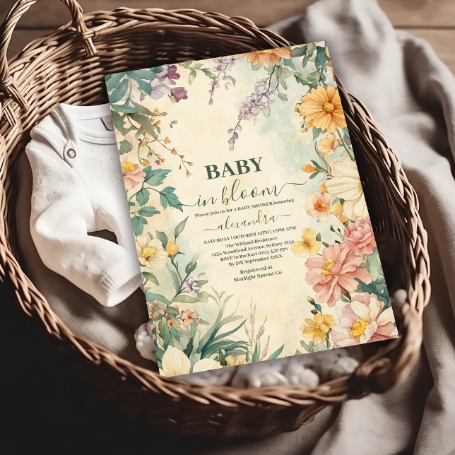 Blush Floral Baby in Bloom Baby Shower Invitation (Creator Uploaded)