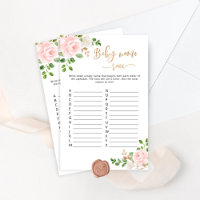 Blush floral baby name race baby shower game