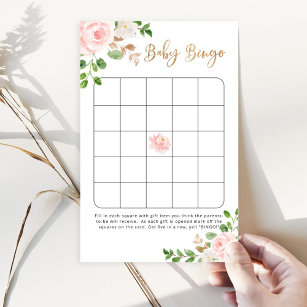 Blush floral baby shower bingo game