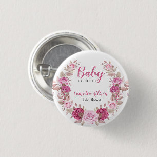 Blush Floral Baby Shower Celebration Button
