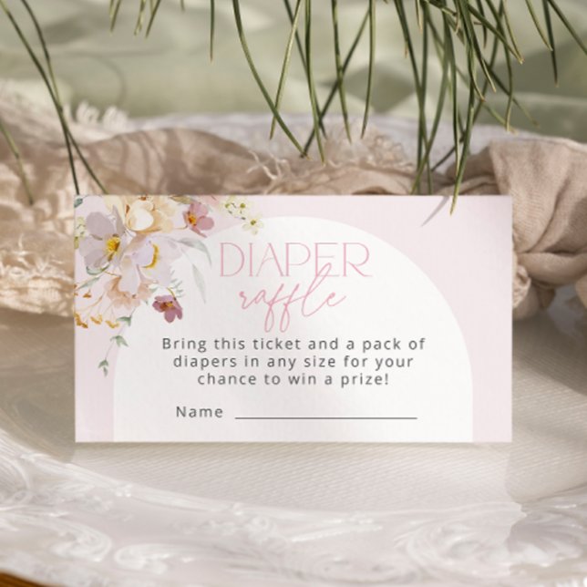 Blush Floral Baby Shower Diaper Raffle Enclosure Card (Creator Uploaded)