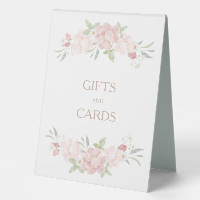 Blush Floral Baby Shower Gifts and Cards Sign (Front)