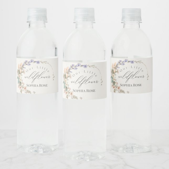 blush floral Baby Shower or Birthday Bottle Wrap Water Bottle Label (Bottles)
