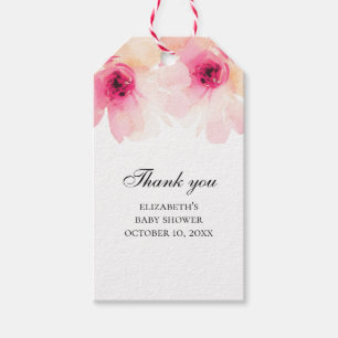 Blush floral baby shower thank you. Pink flowers Gift Tags