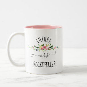 Blush Floral Blooms Future Bride Engagement Gift Two-Tone Coffee Mug