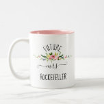 Blush Floral Blooms Future Bride Engagement Gift Two-Tone Coffee Mug<br><div class="desc">This "does this ring make me look engaged" mug makes a perfect bride-to-be gift for a future Mrs. The mug features a beautiful watercolor blush floral blooms Floral Bouquet arrangement on both sides with beautiful calligraphy and text with a "ring" artwork. You can personalise/customise the last name to any surname...</div>