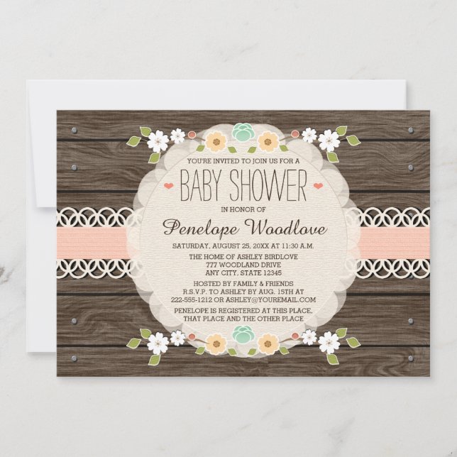 BLUSH FLORAL BOHO BABY SHOWER INVITATIONS (Front)