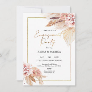 Blush Floral Boho Engagement Invitation
