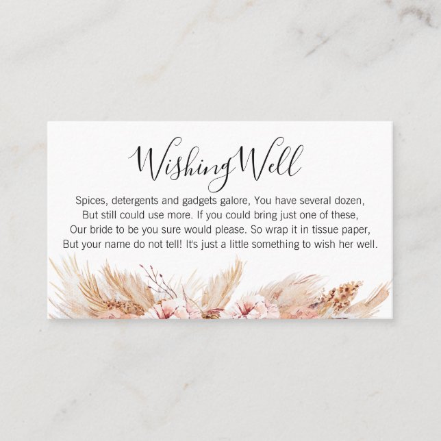 Blush Floral Boho Wishing Well Bridal Shower Card (Front)