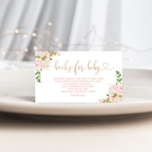 Blush floral books for baby ticket enclosure card
