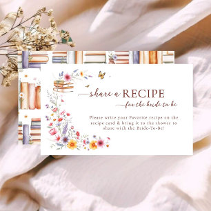 Blush Floral Bookstore Bridal Shower Recipe Card 