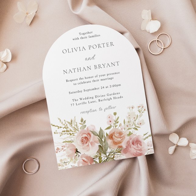 Blush Floral Boquet All Seasons Wedding Invitation (Creator Uploaded)
