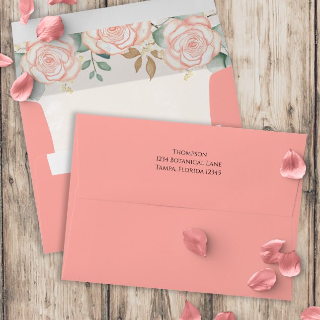 Blush Floral Botanical Wedding Greenery Custom Envelope (Creator Uploaded)