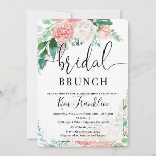 Blush Floral Bridal Brunch Shower Invitations