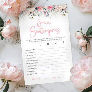 Blush Floral Bridal Scattergories Game Card