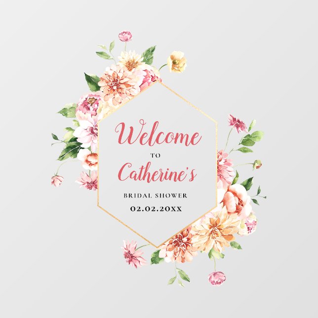Blush Floral Bridal Shower Acrylic Welcome Sign (Sheet)