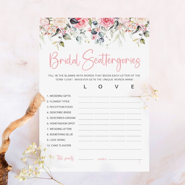 Blush Floral Bridal Shower Game Card (Creator Uploaded)