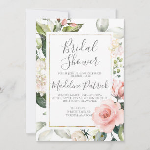 Blush Floral Bridal Shower Invitation