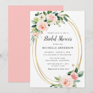 blush floral bridal shower invitation