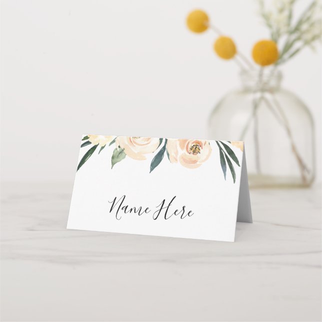 Blush Floral Bridal Shower Place Card (Front)